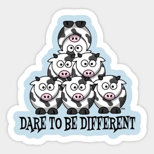 Cows Stacked Irregular Dare To Be Different Cow Cartoon Sticker